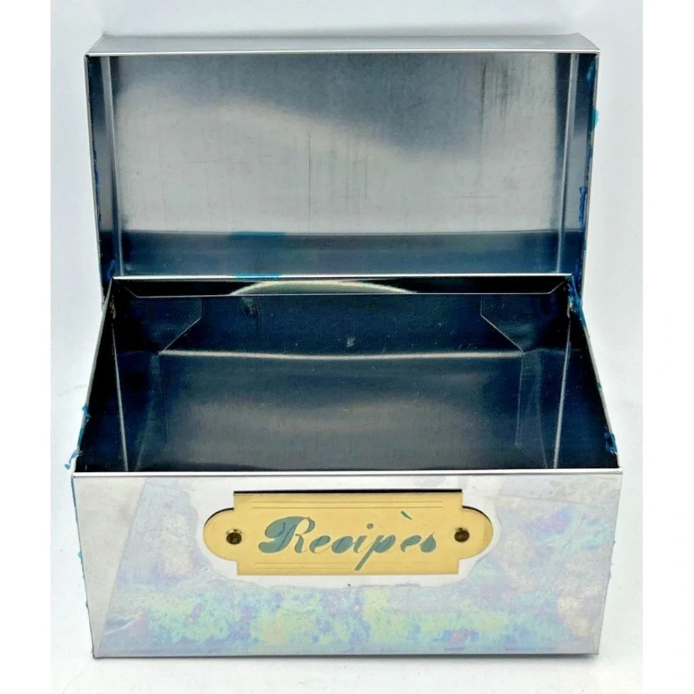 VTG Decorative All Metal Recipe Box Cheinco In Box NOS 5 1/8L X 2 7/8W X 3 5/8 H